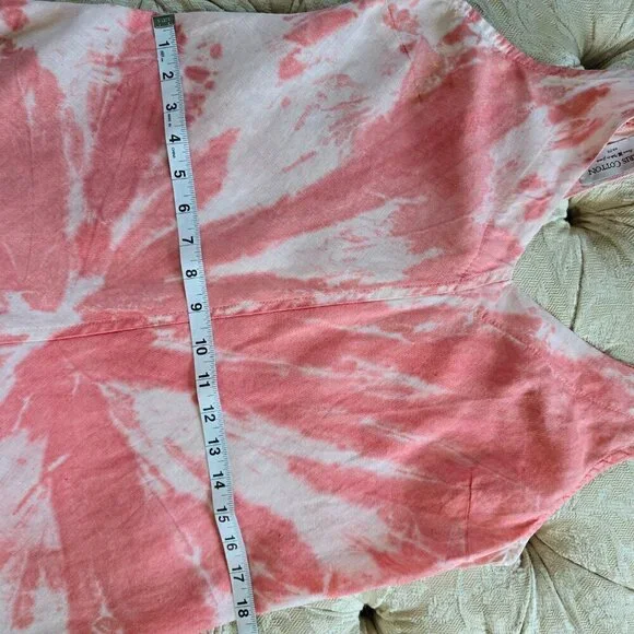 Haris Cotton Brand Dress Tie-Dye Linen Shift Sz. S Red/Pink/White Blend - Picture 8 of 13